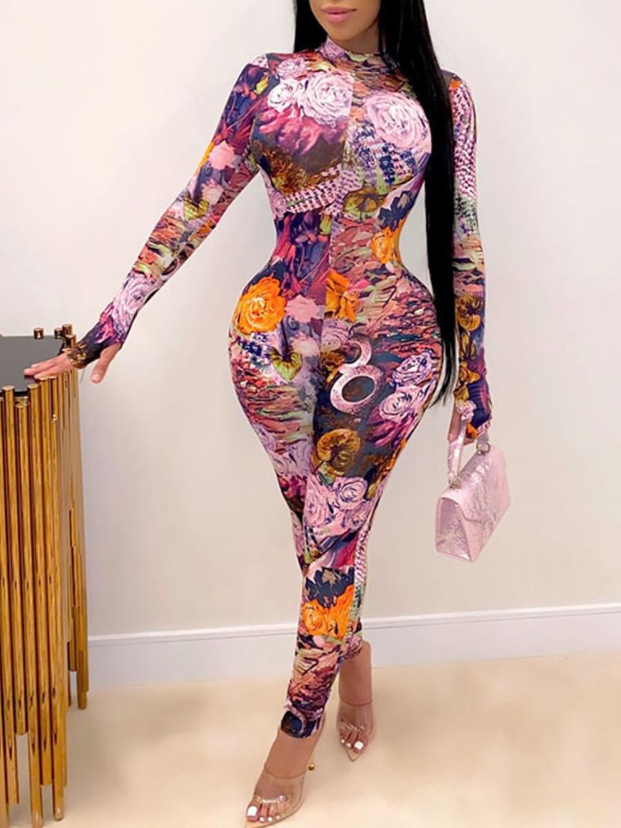 

Lovely Stylish Print Skinny Multicolor One-piece Jumpsuit, Multi
