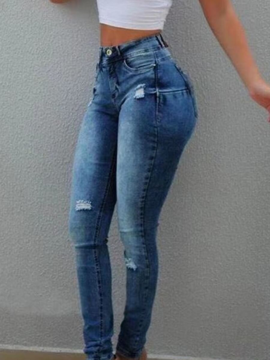 

Lovely Casual Broken Holes Royalblue Jeans