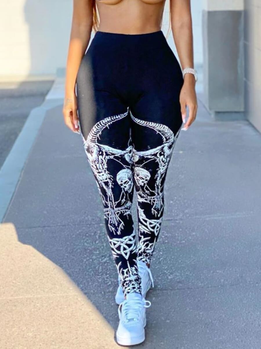 

Lovely Street Skull Print Black Leggings