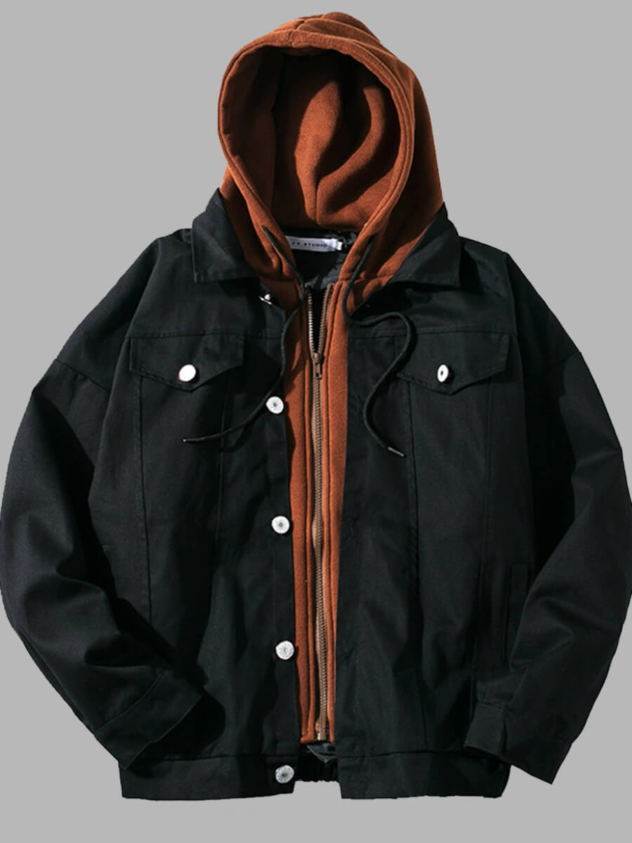 

Lovely Leisure Turndown Collar Buttons Design Black Men Jacke