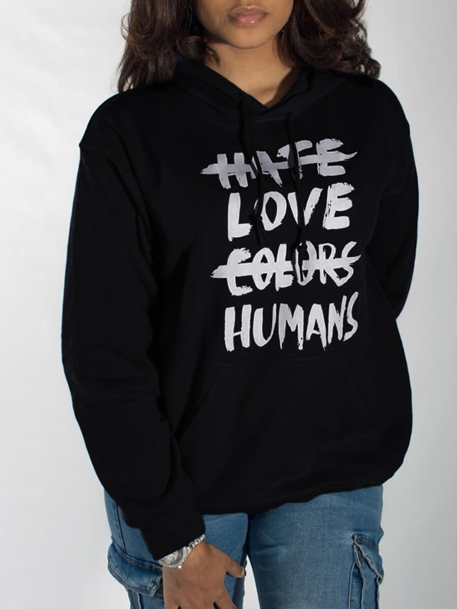 

Lovely Casual Hooded Collar Letter Print Black Hoodie