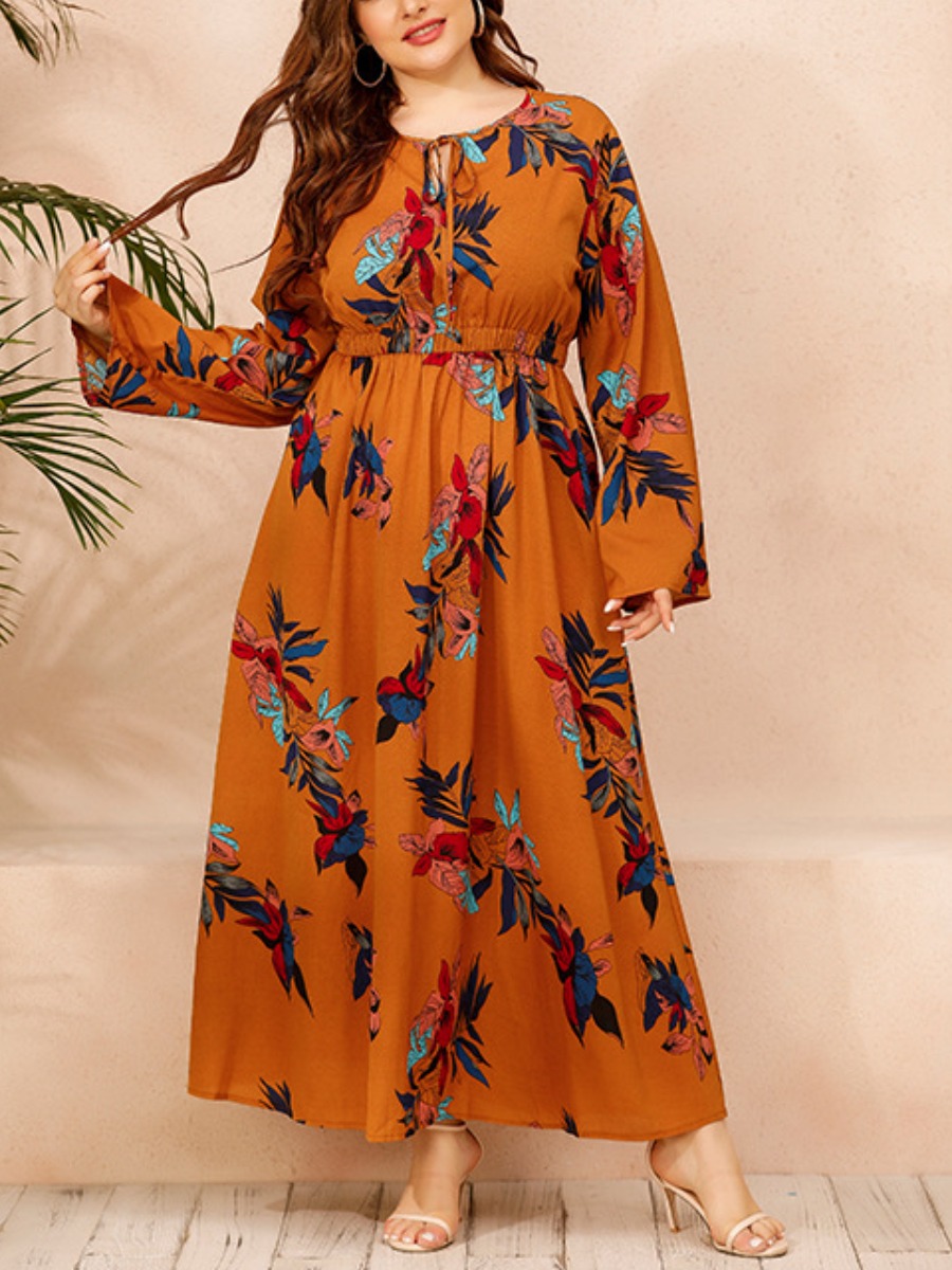 LW Plus Size Floral Print A Line Dress