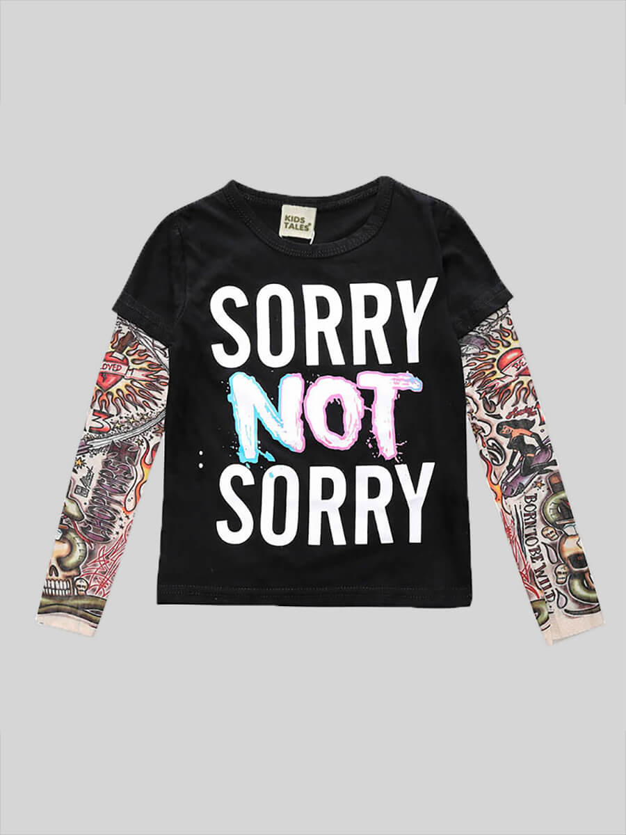 

Lovely Street Letter Print Black Boy T-shirt