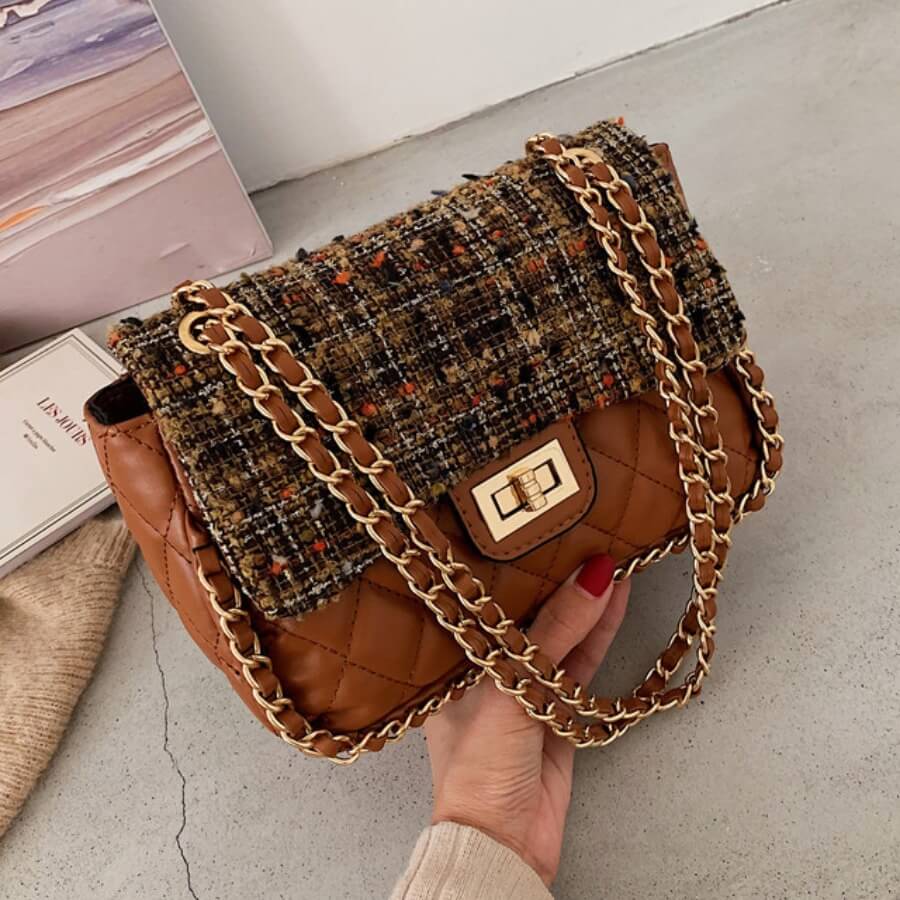 

Lovely Trendy Patchwork Brown Crossbody Bag