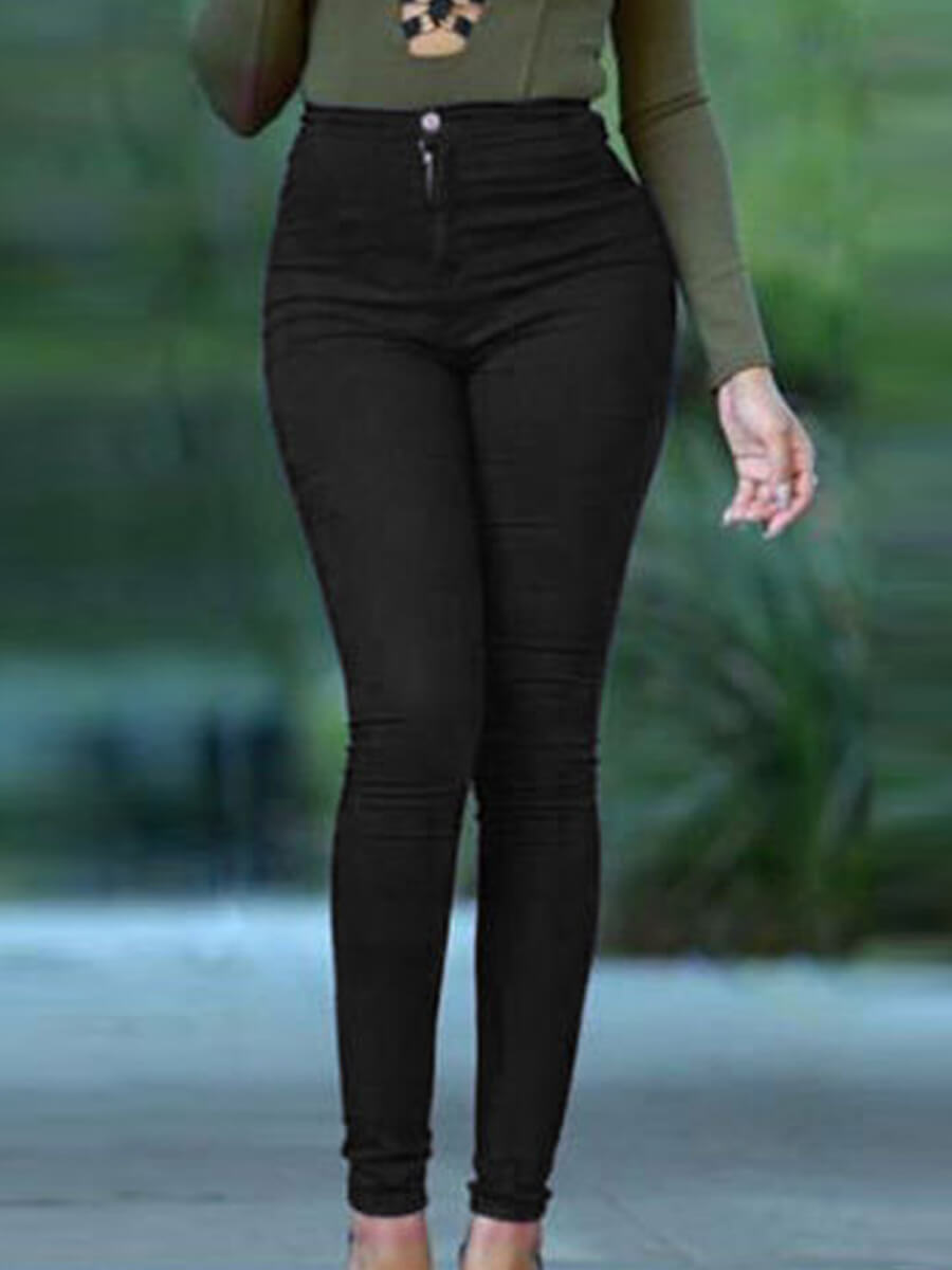 

Lovely Casual Skinny High-waisted Black Jeans