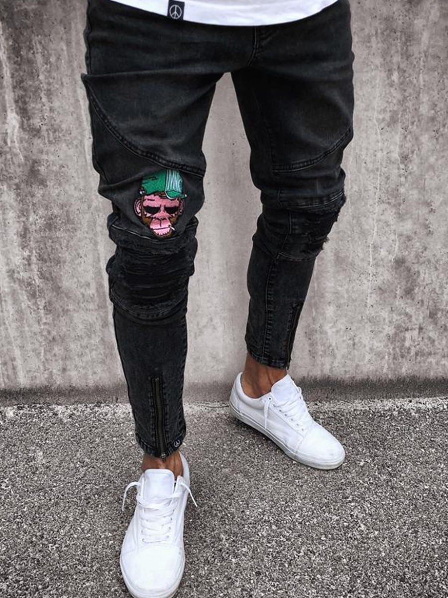 

Lovely Casual Print Black Men Jeans