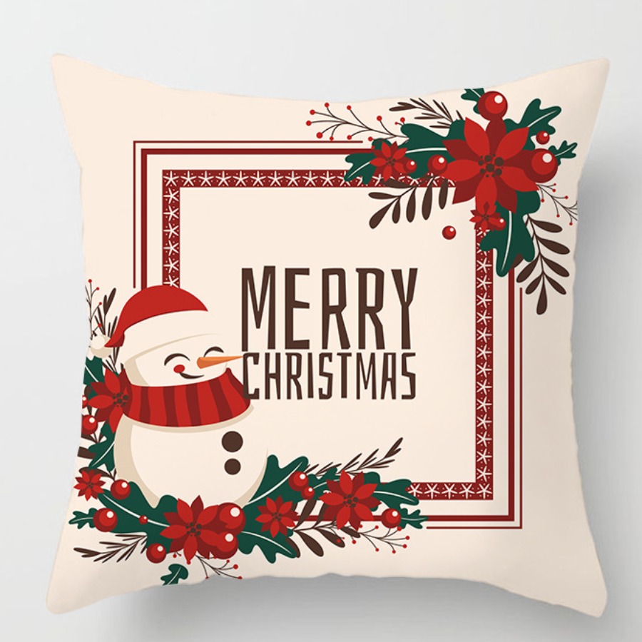 

Lovely Christmas Print Red Decorative Pillow Case