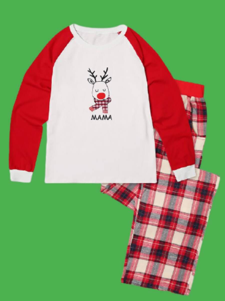 

Lovely Leisure O Neck Print Patchwork Red Sleepwear
