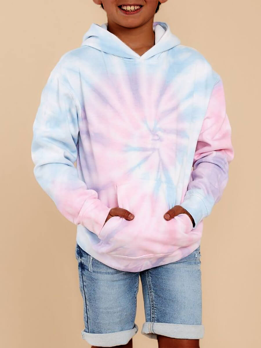 

Lovely Casual Hooded Collar Tie-dye Skyblue Boy Hoodie