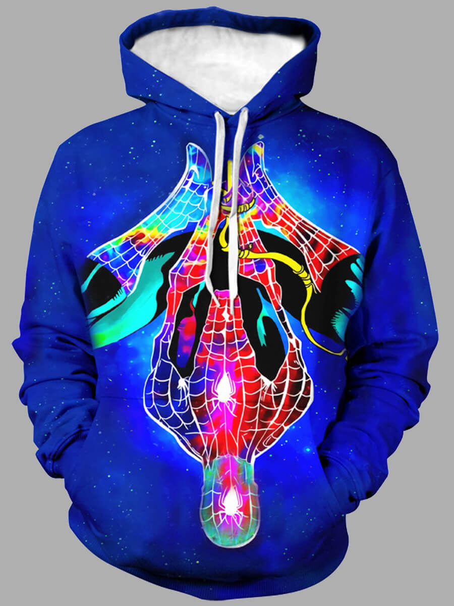 

Lovely Casual Hooded Collar Print Blue Men Hoodie