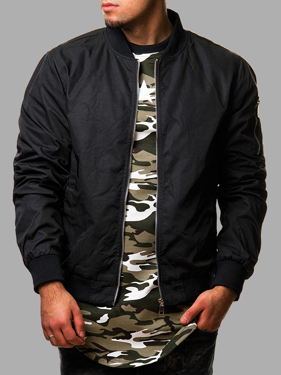 

lovely Casual Zipper Design Black Men Jacket