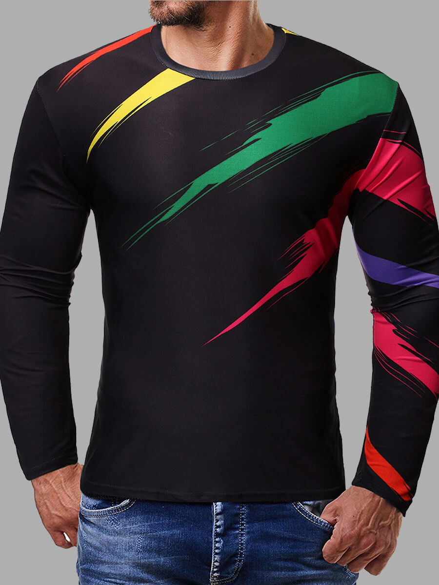 

Lovely Casual O Neck Print Black Men T-shirt