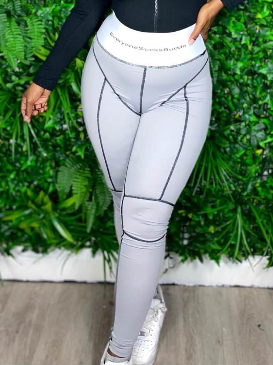 

Lovely Sportswear Patchwork Grey Leggings
