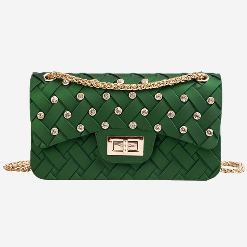

Lovely Stylish Chain Strap Green Crossbody Bag