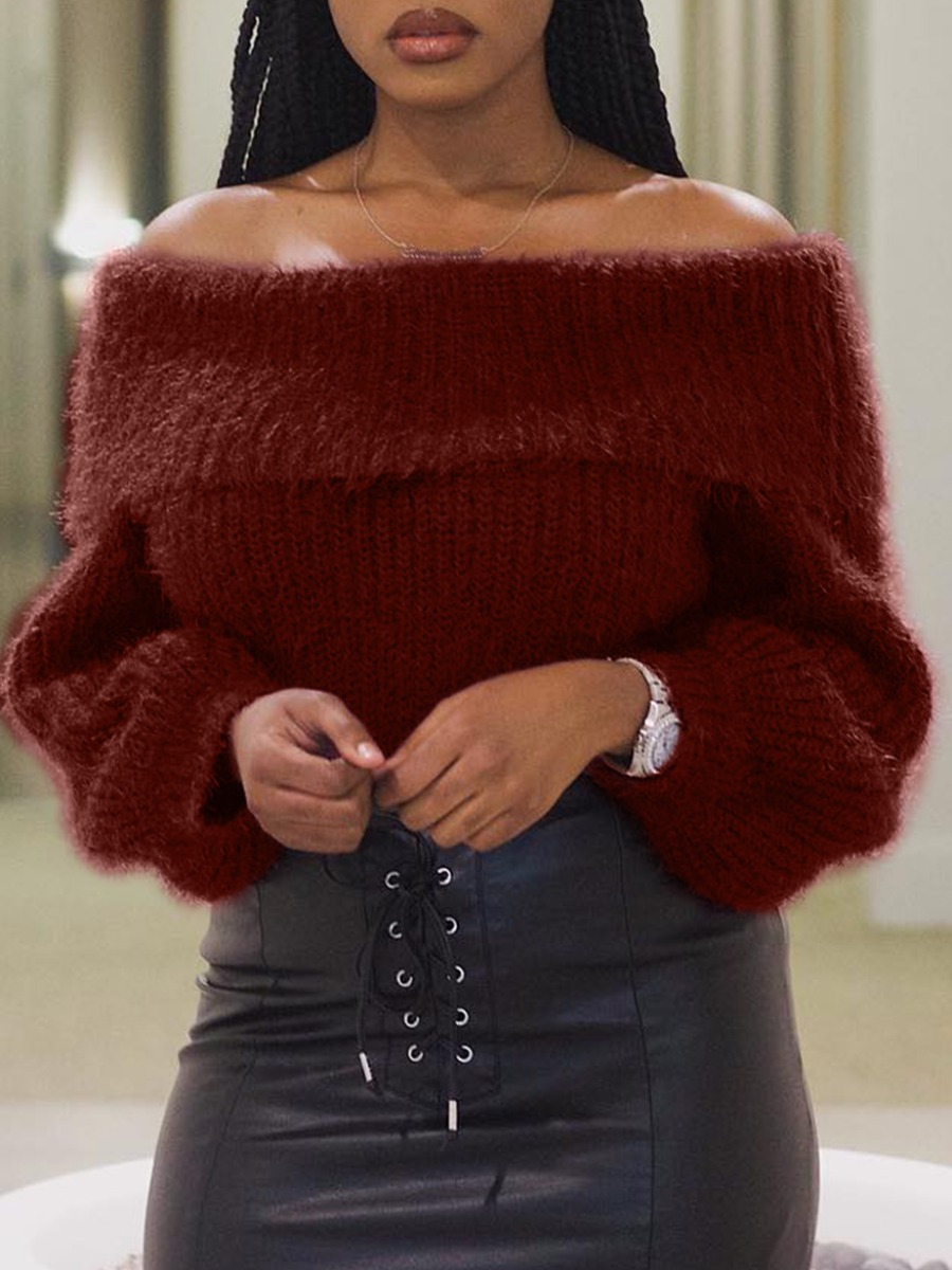 

Lovely Street Dew Shoulder Loose Red Sweater