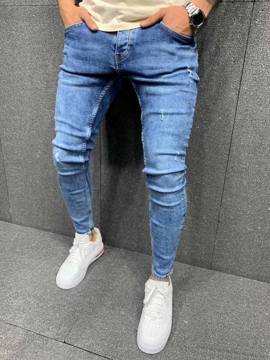 

Lovely Casual Broken Holes Blue Men Jeans