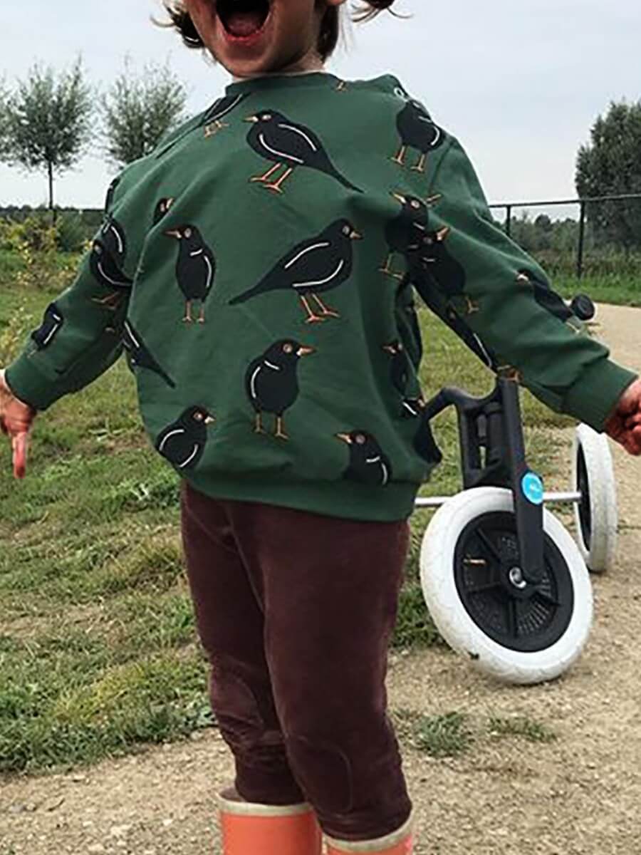 

Lovely Casual O Neck Print Green Girl Hoodie