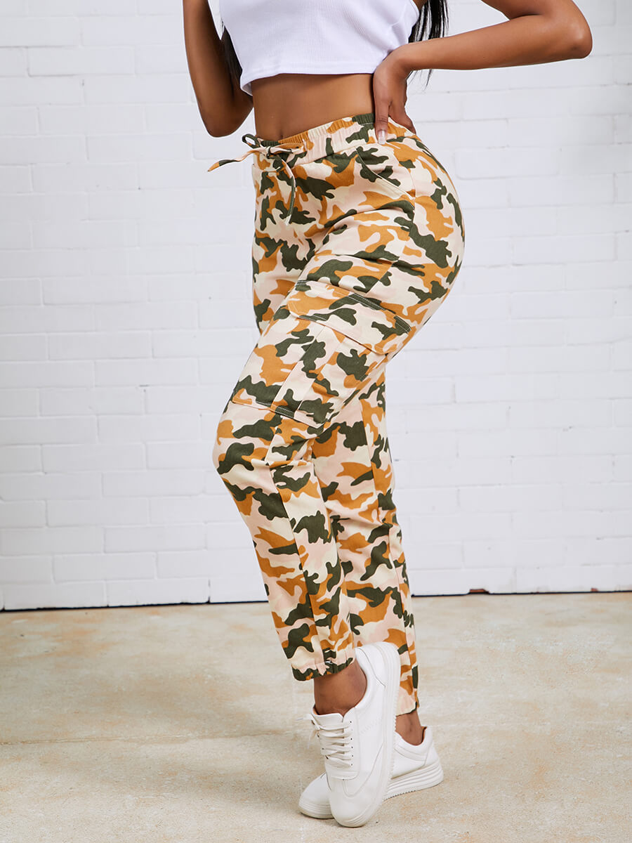 

Lovely Sportswear Camo Print Yellow Pants, Yellow camouflage