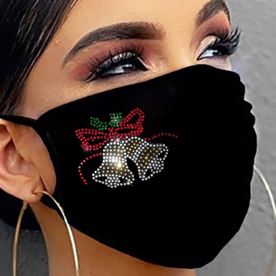 

Lovely Rhinestone Decorative Black Face Mask