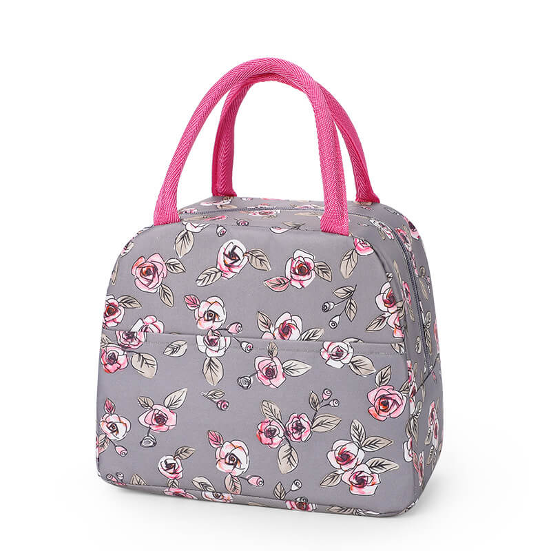 

Lovely Trendy Floral Print Rose Red Lunch Box Bag