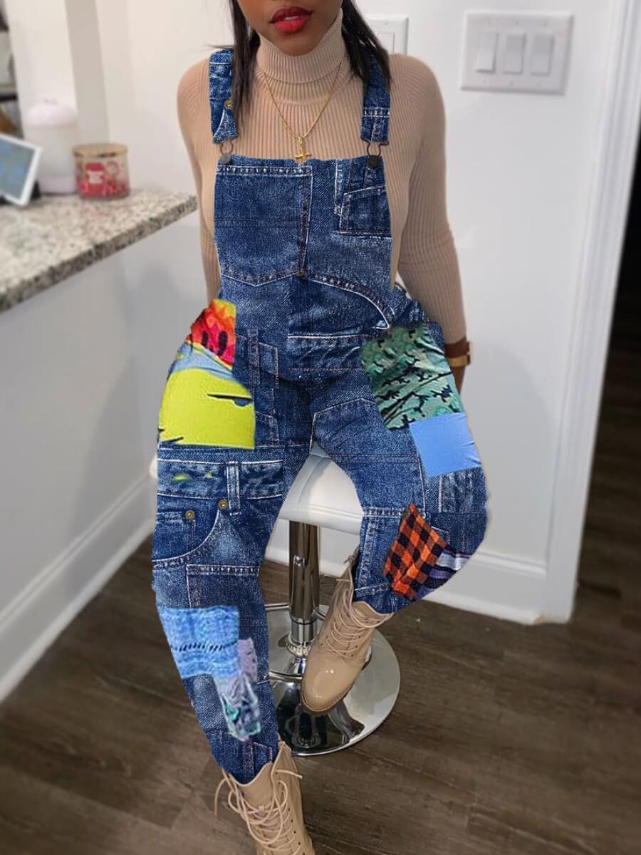

LW Trendy Print Blue One-piece Jumpsuit