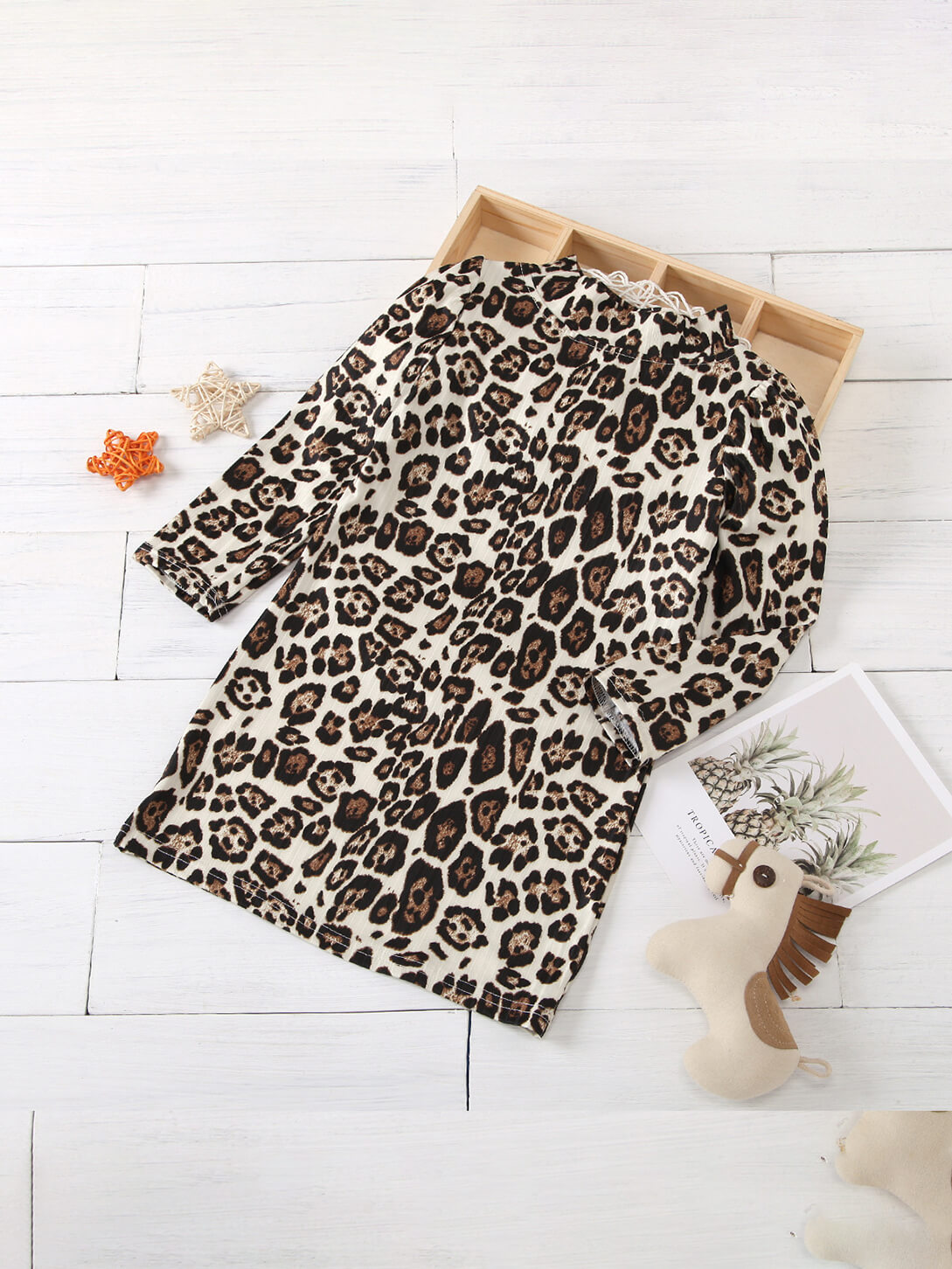 

Lovely Trendy Leopard Print Girl Knee Length Dress