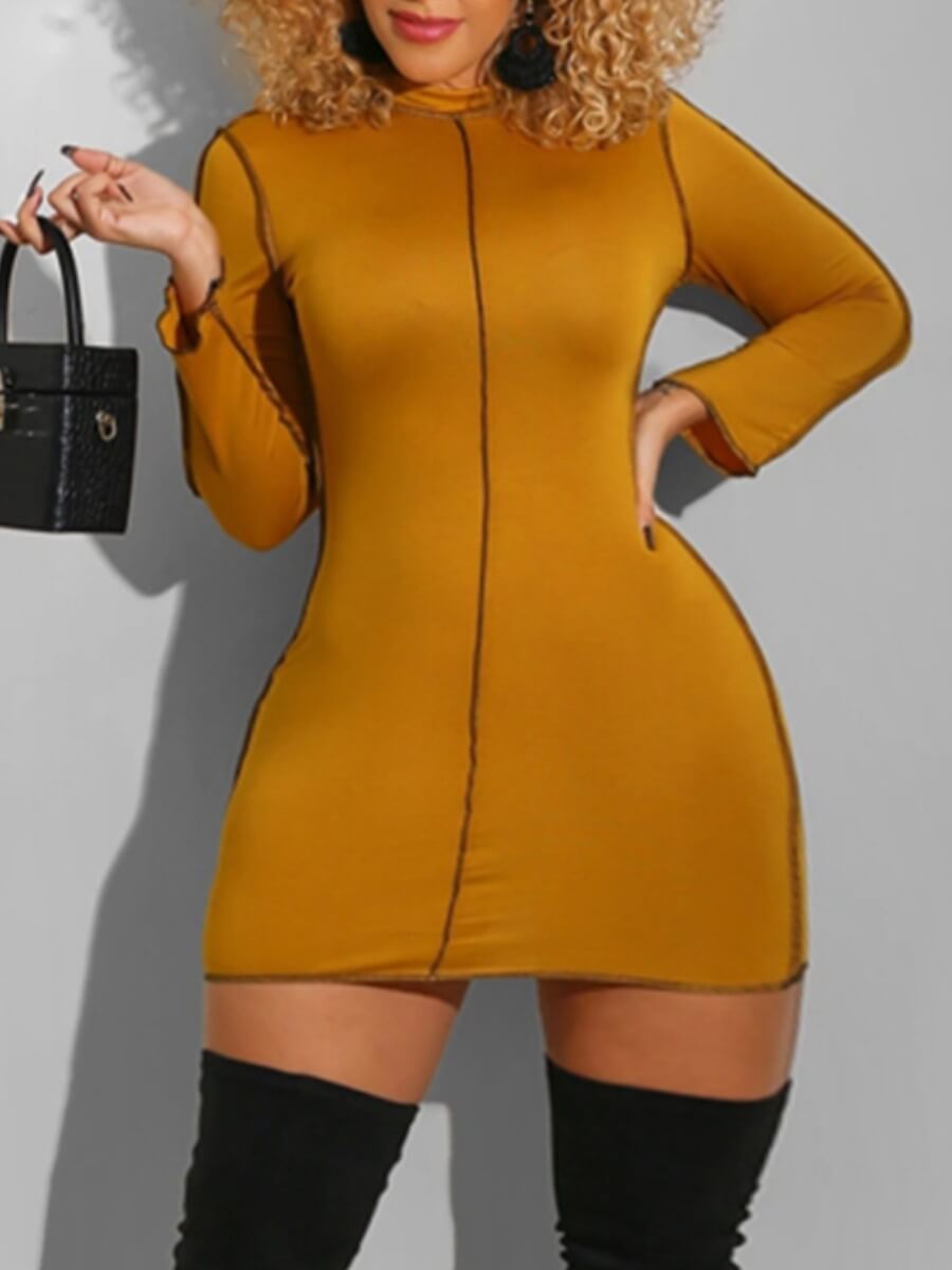 

Lovely Sportswear Patchwork Yellow Mini Plus Size Dress