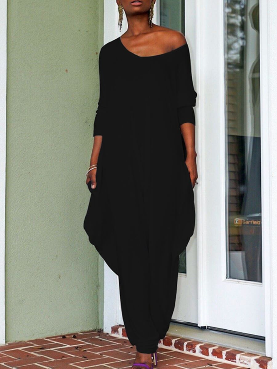 

Lovely Casual Backless Loose Black One-piece Jumpsuit
