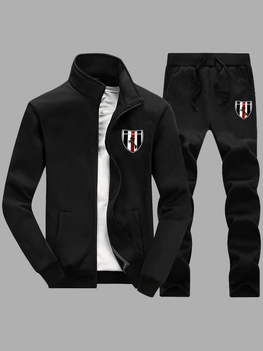 

Lovely Street Zipper Design Black Men Two-piece Pants Set