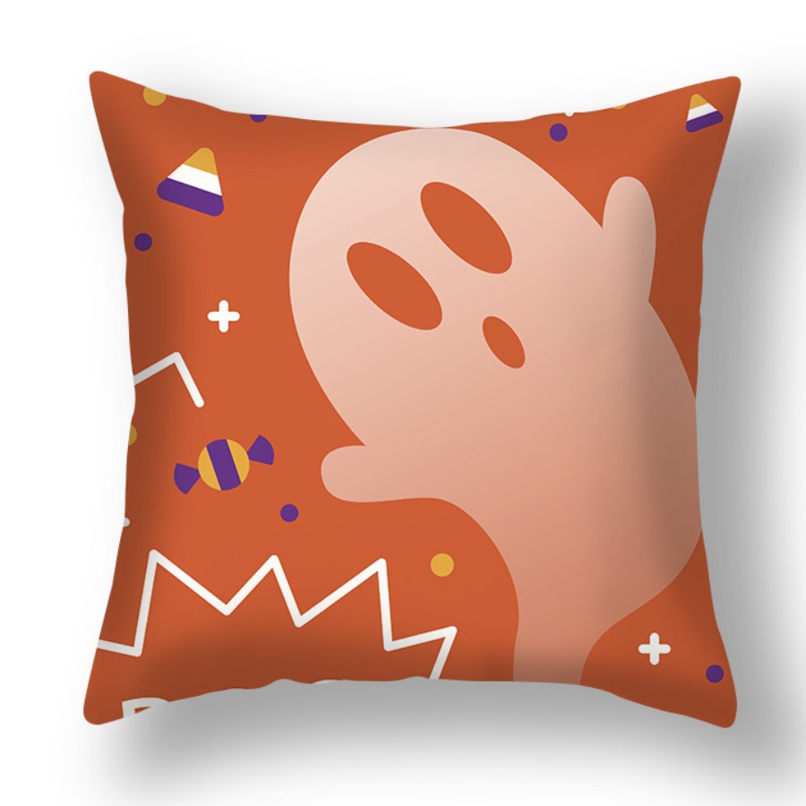 

Lovely Polyester Living Print Basic NO(Nonelastic) Halloween Full Print Decorative Pillow Case, Orange
