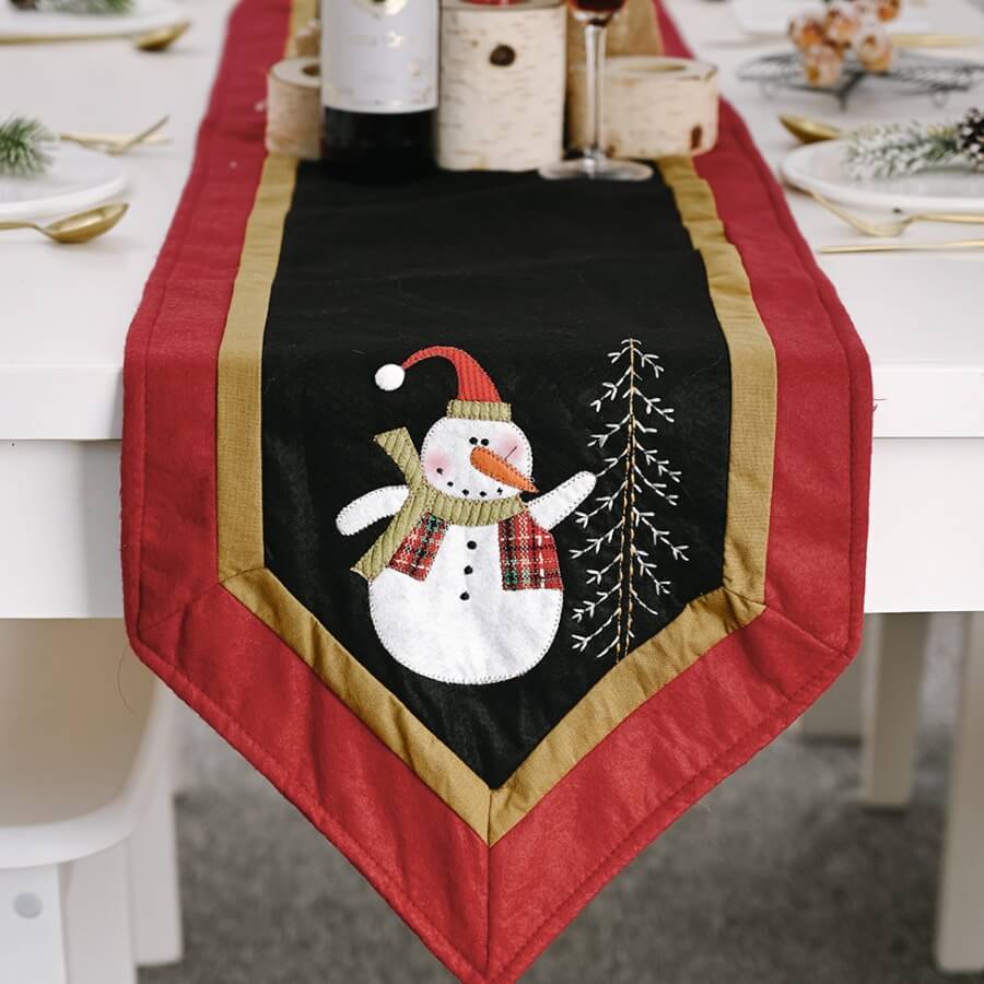 

Lovely Christmas Day Print Black Table Linens