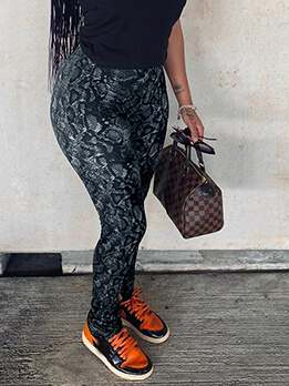 

Lovely Stylish Snakeskin Print Skinny Pants, Cobra