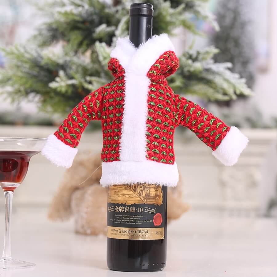 

Lovely Christmas Day Cartoon Red Wine Bag