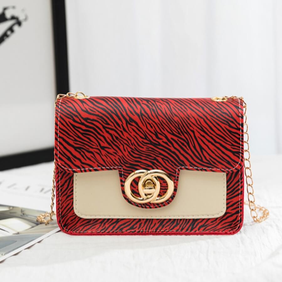 

Lovely Stylish Print Patchwork Red Crossbody Bag