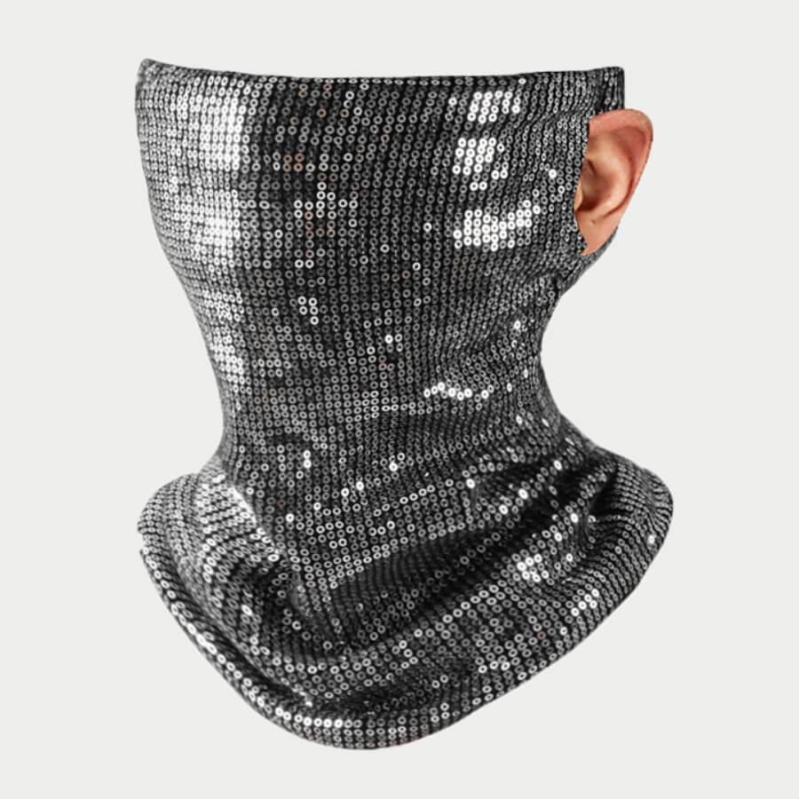 

Lovely Sequined Silver Face Mask