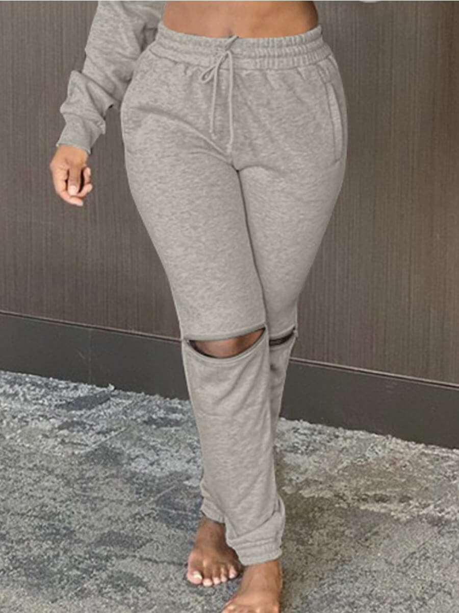 

Lovely Street Zipper Design Grey Pants