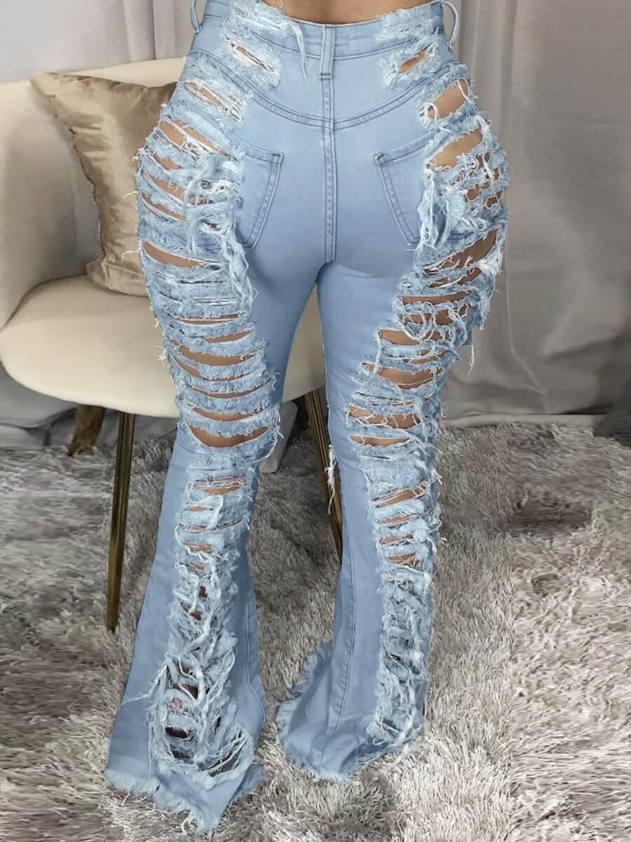

Lovely Street Broken Holes Blue Jeans