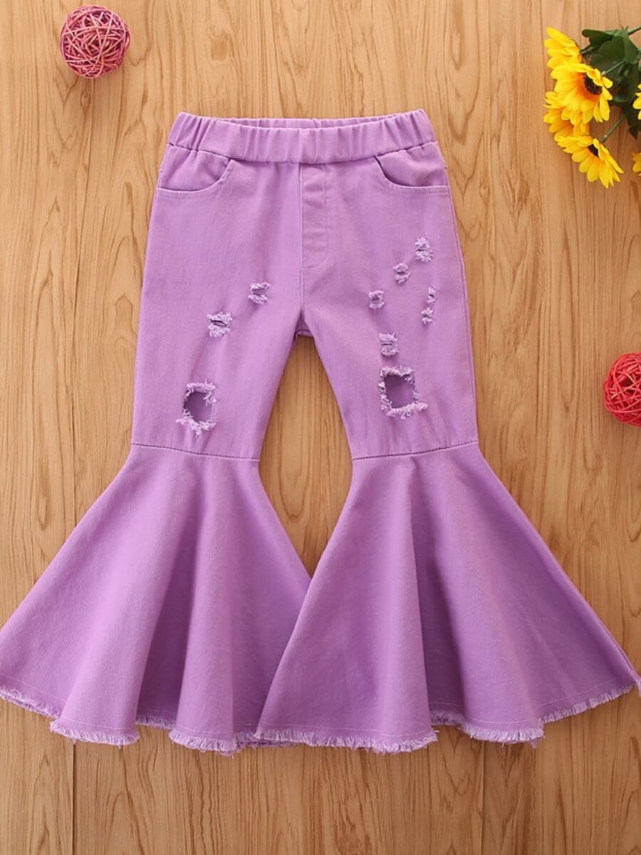 

Lovely Trendy Broken Holes Purple Girl Jeans