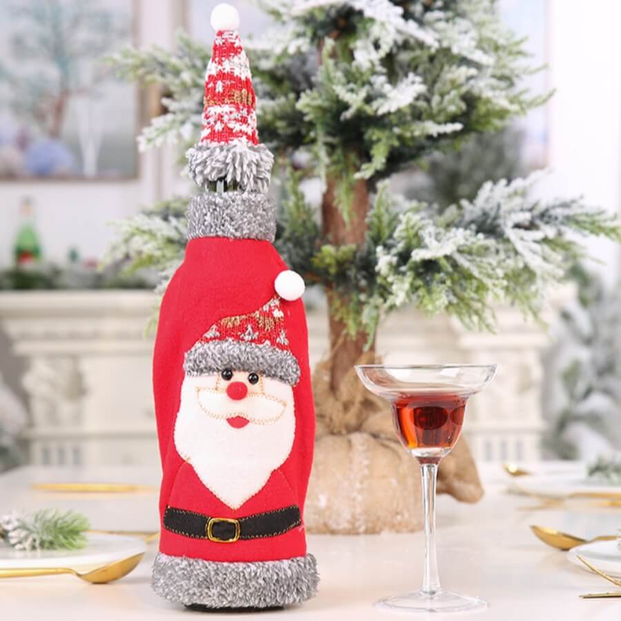 

Lovely Christmas Day Cartoon Red Wine Bag