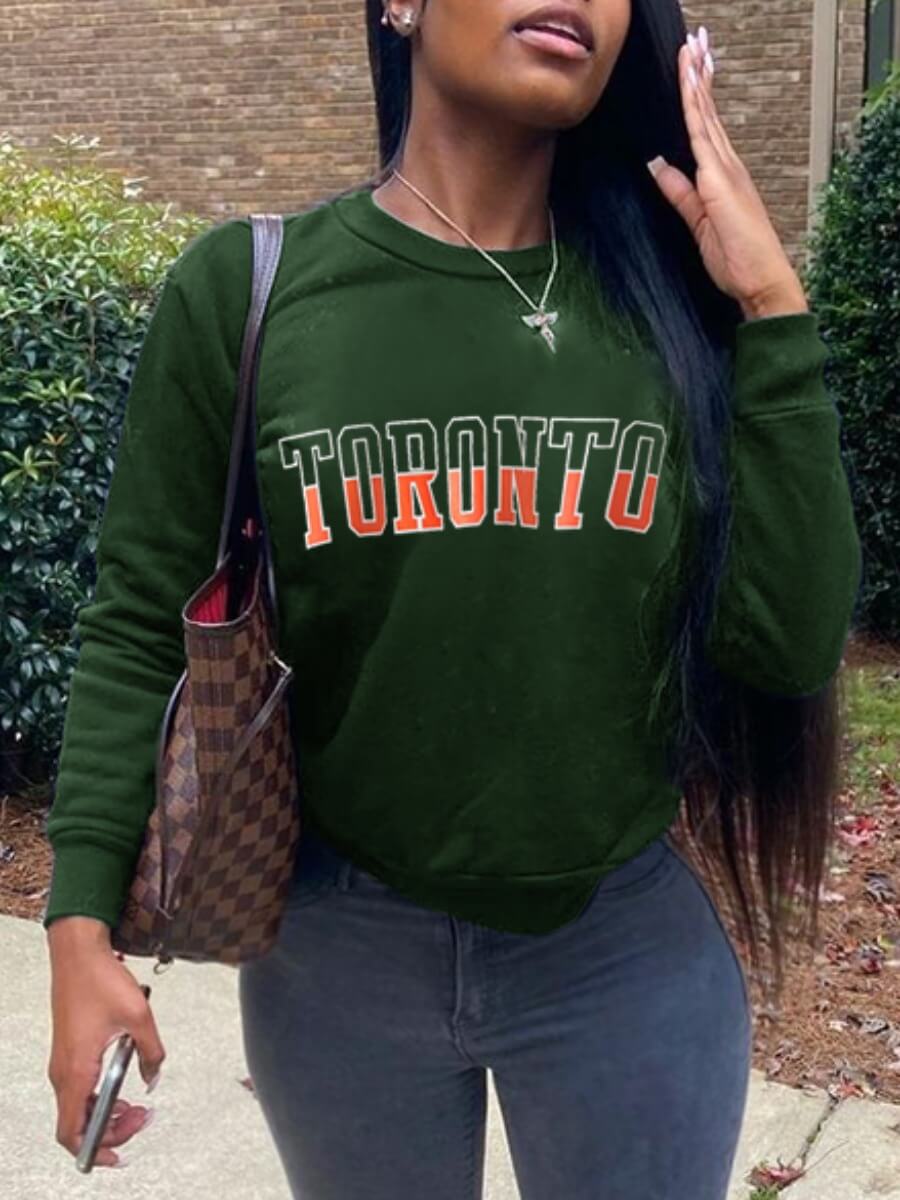 

Lovely Casual O Neck Letter Print Green Hoodie