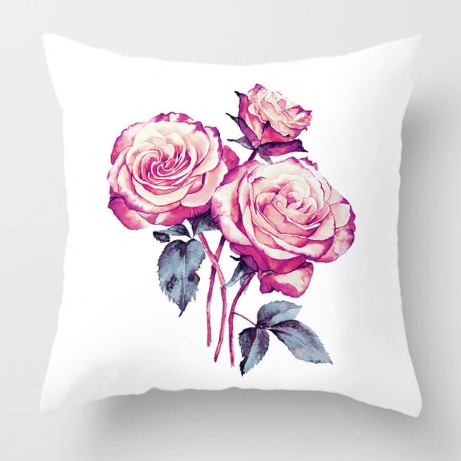 

Lovely Trendy Print Rose Red Decorative Pillow Case