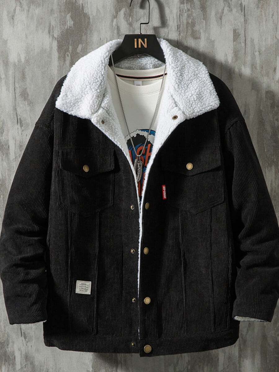 

Lovely Trendy Turndown Collar Buttons Design Black Men Jacket