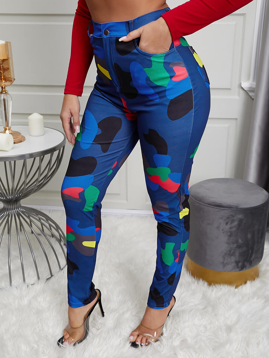 

Lovely Casual Print Blue Pants