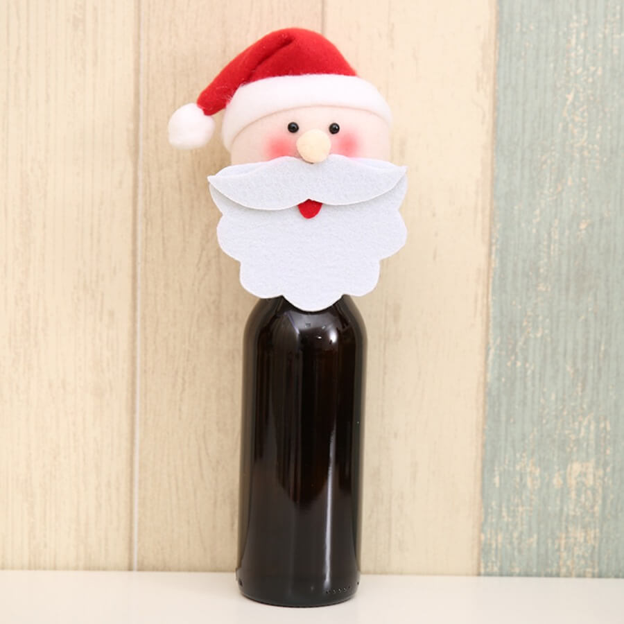 

Lovely Christmas Day Cartoon White Decorative Wine Bag