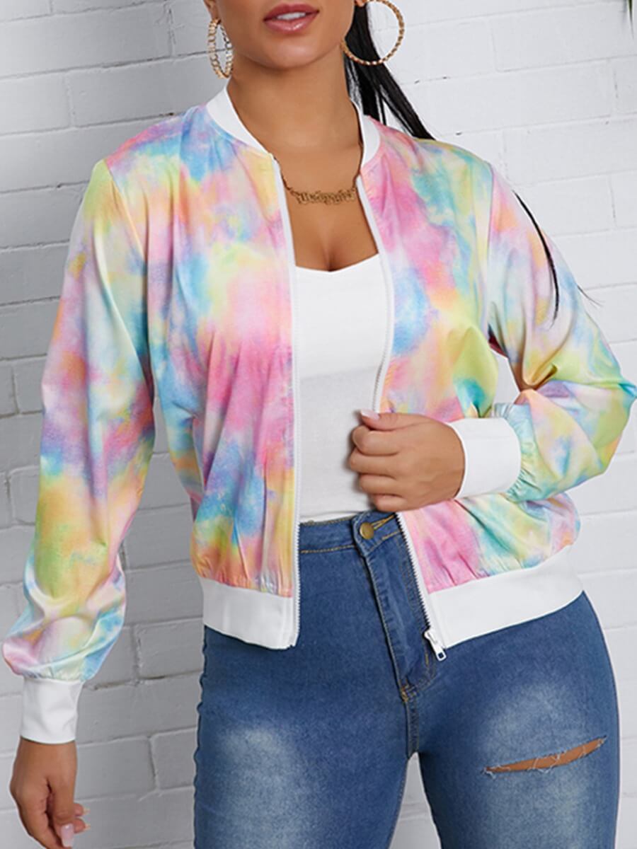 

Lovely Trendy Tie-dye Zipper Design Multicolor Hoodie, Multi