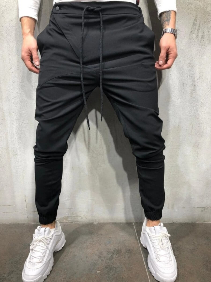 

Lovely Street Lace-up Black Men Pants