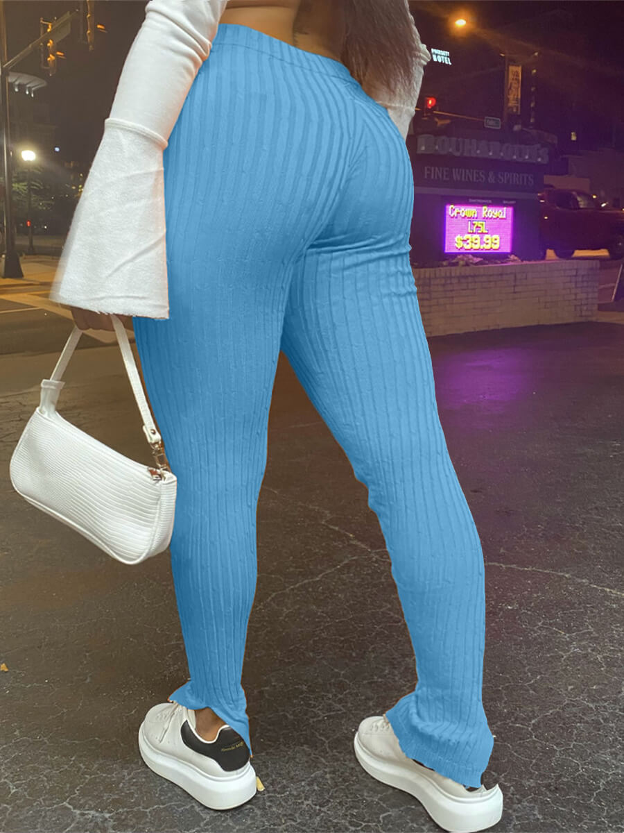 

Lovely Casual Striped Skinny Blue Plus Size Pants