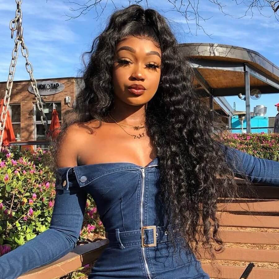 

Lovely Trendy Long Corn Perm Black Wigs