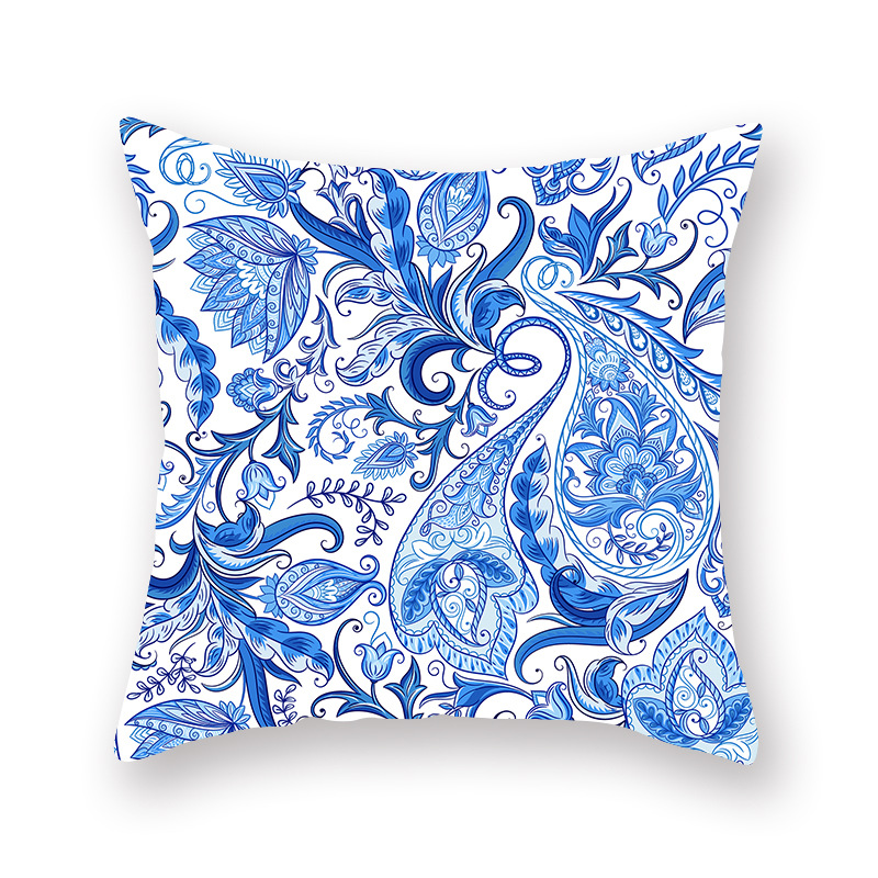 

Lovely Trendy Print Blue Decorative Pillow Case