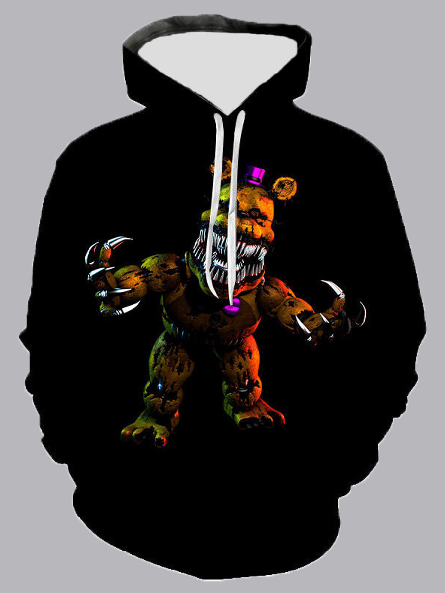 

lovely Street Hooded Collar Print Black Men Hoodie